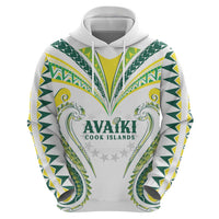Custom Rugby Cook Islands Avaiki Hoodie White Kuki Airani Tribal Maori Inspired - Polynesian Pride