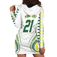 Custom Rugby Cook Islands Avaiki Hoodie Dress White Kuki Airani Tribal Maori Inspired - Polynesian Pride