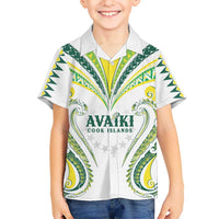 Custom Rugby Cook Islands Avaiki Kid Hawaiian Shirt White Kuki Airani Tribal Maori Inspired LT9 Kid White - Polynesian Pride