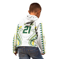 Custom Rugby Cook Islands Avaiki Kid Hoodie White Kuki Airani Tribal Maori Inspired - Polynesian Pride