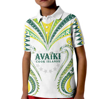 Custom Rugby Cook Islands Avaiki Kid Polo Shirt White Kuki Airani Tribal Maori Inspired - Polynesian Pride