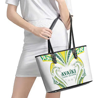 Rugby Cook Islands Avaiki Leather Tote Bag White Kuki Airani Tribal Maori Inspired - Polynesian Pride