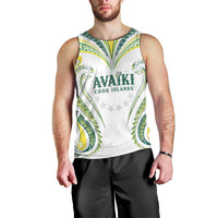 Custom Rugby Cook Islands Avaiki Men Tank Top White Kuki Airani Tribal Maori Inspired - Polynesian Pride