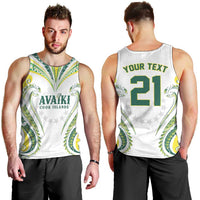 Custom Rugby Cook Islands Avaiki Men Tank Top White Kuki Airani Tribal Maori Inspired - Polynesian Pride