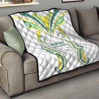 Rugby Cook Islands Avaiki Quilt White Kuki Airani Tribal Maori Inspired - Polynesian Pride