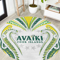 Rugby Cook Islands Avaiki Round Carpet White Kuki Airani Tribal Maori Inspired - Polynesian Pride
