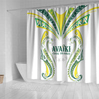 Rugby Cook Islands Avaiki Shower Curtain White Kuki Airani Tribal Maori Inspired - Polynesian Pride