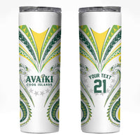 Custom Rugby Cook Islands Avaiki Skinny Tumbler White Kuki Airani Tribal Maori Inspired - Polynesian Pride