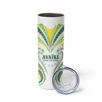 Custom Rugby Cook Islands Avaiki Skinny Tumbler White Kuki Airani Tribal Maori Inspired - Polynesian Pride