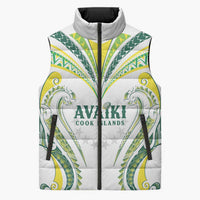 Custom Rugby Cook Islands Avaiki Sleeveless Puffer Jacket White Kuki Airani Tribal Maori Inspired - Polynesian Pride
