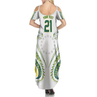 Custom Rugby Cook Islands Avaiki Summer Maxi Dress White Kuki Airani Tribal Maori Inspired LT9 - Polynesian Pride