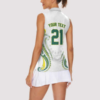 Custom Rugby Cook Islands Avaiki Women Sleeveless Polo Shirt White Kuki Airani Tribal Maori Inspired - Polynesian Pride