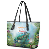 Polynesia Mother's Day Leather Tote Bag Magnificent Sea Turtle Of Love and Gratitude LT9 - Polynesian Pride