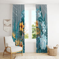 Sea Turtle In The Ocean Window Curtain with Polynesian Pattern Arty Style LT9 - Polynesian Pride