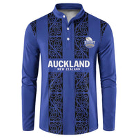 Custom Oceania Football NZ Auckland Button Sweatshirt Maori Tribal Pattern LT9 Blue - Polynesian Pride