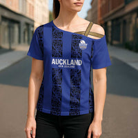Custom Oceania Football NZ Auckland Cross Shoulder Shirt Maori Tribal Pattern LT9 - Polynesian Pride