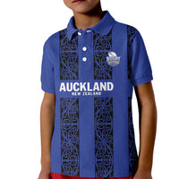 Custom Oceania Football NZ Auckland Kid Polo Shirt Maori Tribal Pattern LT9 Kid Blue - Polynesian Pride