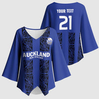 Custom Oceania Football NZ Auckland Kimono Sleeve Blouse Maori Tribal Pattern LT9 - Polynesian Pride