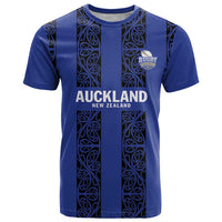 Custom Oceania Football NZ Auckland T Shirt Maori Tribal Pattern LT9 Blue - Polynesian Pride