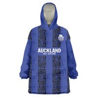 Custom Oceania Football NZ Auckland Wearable Blanket Hoodie Maori Tribal Pattern LT9 One Size Blue - Polynesian Pride