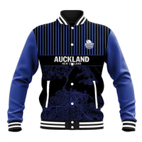 Custom Oceania Football NZ Auckland Baseball Jacket Minimal City Map Style LT9 Unisex Blue - Polynesian Pride