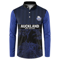 Custom Oceania Football NZ Auckland Button Sweatshirt Minimal City Map Style LT9 Blue - Polynesian Pride