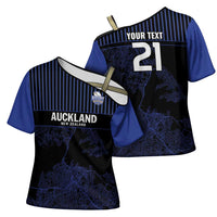 Custom Oceania Football NZ Auckland Cross Shoulder Shirt Minimal City Map Style LT9 - Polynesian Pride