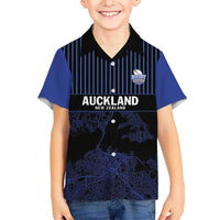 Custom Oceania Football NZ Auckland Kid Hawaiian Shirt Minimal City Map Style LT9 Kid Blue - Polynesian Pride