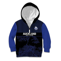 Custom Oceania Football NZ Auckland Kid Hoodie Minimal City Map Style LT9 Zip Hoodie Blue - Polynesian Pride