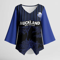 Custom Oceania Football NZ Auckland Kimono Sleeve Blouse Minimal City Map Style LT9 Female Blue - Polynesian Pride