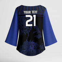 Custom Oceania Football NZ Auckland Kimono Sleeve Blouse Minimal City Map Style LT9 - Polynesian Pride