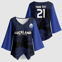 Custom Oceania Football NZ Auckland Kimono Sleeve Blouse Minimal City Map Style LT9 - Polynesian Pride