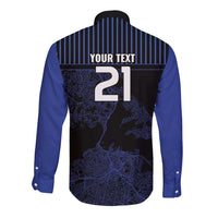 Custom Oceania Football NZ Auckland Long Sleeve Button Shirt Minimal City Map Style LT9 - Polynesian Pride
