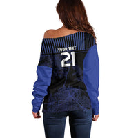 Custom Oceania Football NZ Auckland Off Shoulder Sweater Minimal City Map Style LT9 - Polynesian Pride