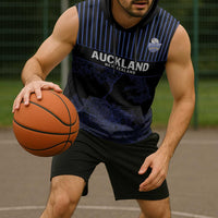 Custom Oceania Football NZ Auckland Sleeveless Hoodie Minimal City Map Style LT9 - Polynesian Pride