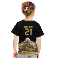 Custom Oceania Football NZ South Island Kid T Shirt Minimal Mount Cook Silhouette LT9 - Polynesian Pride