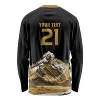 Custom Oceania Football NZ South Island Long Sleeve Shirt Minimal Mount Cook Silhouette LT9 - Polynesian Pride