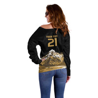 Custom Oceania Football NZ South Island Off Shoulder Sweater Minimal Mount Cook Silhouette LT9 - Polynesian Pride
