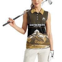 Custom Oceania Football NZ South Island Women Sleeveless Polo Shirt Minimal Mount Cook Silhouette