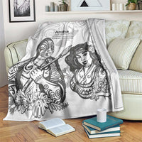 Aroha Maori Language Blanket Te Reo Maori Inspired Art LT9 white - Polynesian Pride