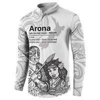 Aroha Maori Language Button Sweatshirt Te Reo Maori Inspired Art LT9 - Polynesian Pride