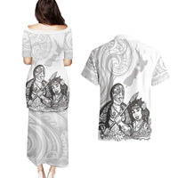 Aroha Maori Language Couples Matching Puletasi and Hawaiian Shirt Te Reo Maori Inspired Art LT9 - Polynesian Pride