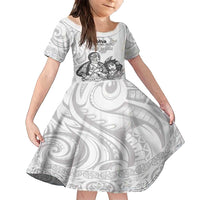 Aroha Maori Language Family Matching Tank Maxi Dress and Hawaiian Shirt Te Reo Maori Inspired Art LT9 Daughter's Dress white - Polynesian Pride