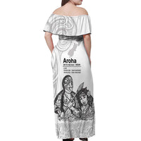 Aroha Maori Language Off Shoulder Maxi Dress Te Reo Maori Inspired Art LT9 - Polynesian Pride