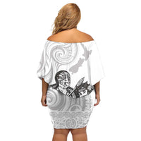 Aroha Maori Language Off Shoulder Short Dress Te Reo Maori Inspired Art LT9 - Polynesian Pride