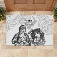 Aroha Maori Language Rubber Doormat Te Reo Maori Inspired Art LT9 white - Polynesian Pride