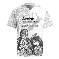 Aroha Maori Language Rugby Jersey Te Reo Maori Inspired Art LT9 white - Polynesian Pride