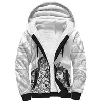 Aroha Maori Language Sherpa Hoodie Te Reo Maori Inspired Art LT9 Unisex white - Polynesian Pride