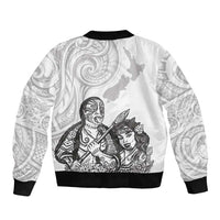 Aroha Maori Language Sleeve Zip Bomber Jacket Te Reo Maori Inspired Art LT9 - Polynesian Pride