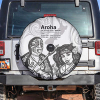 Aroha Maori Language Spare Tire Cover Te Reo Maori Inspired Art LT9 white - Polynesian Pride